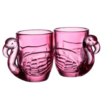 Lot de 2 verres à shot en verre Flamingo Pink (90ml) 2