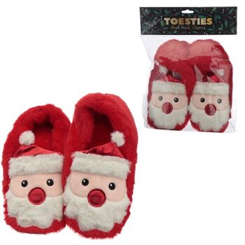 Chaussons Chauffe-pieds en Peluche Père Noël de Noël (Taille Unique) 1