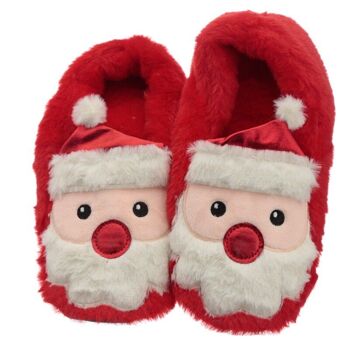 Chaussons Chauffe-pieds en Peluche Père Noël de Noël (Taille Unique) 2