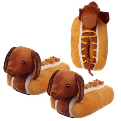 Fast Food Sausage Dog Slippers (Unisex One Size)