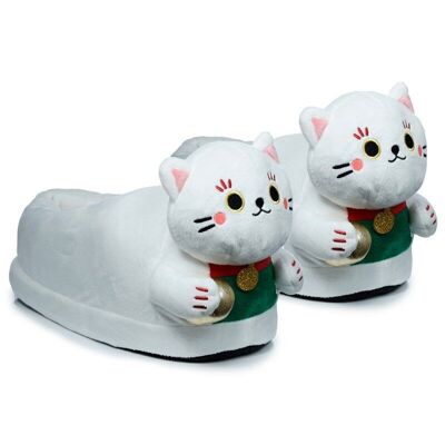 Maneki Neko Lucky Cat Slippers (Unisex One Size)