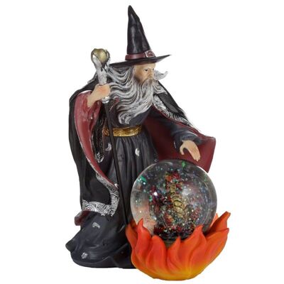 Spirit of the Sorcerer - Fire Dragon Wizard Snow Globe