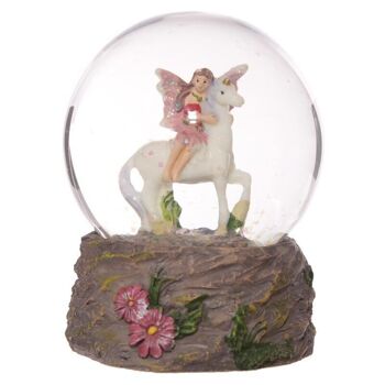 Boule à neige licorne équitation fée fleur 3