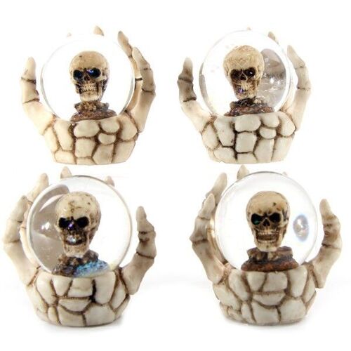 Skull Snow Globe in Skeleton Hand Snow Globe