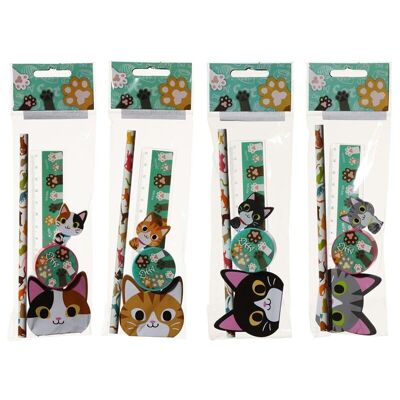 Cute Kitty Cat 5 Piece Stationary Set