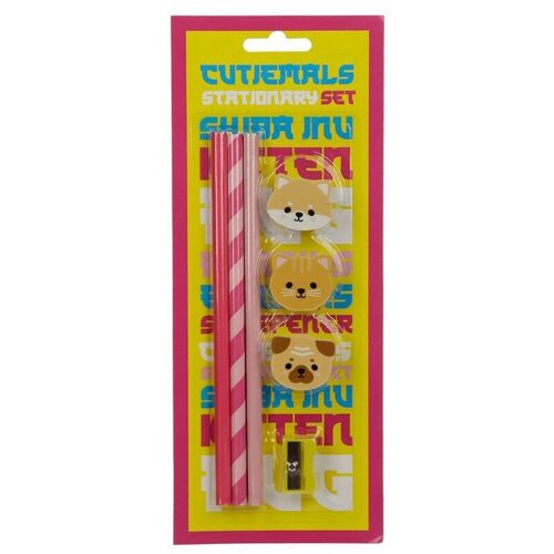 Adoramals Pets Pug, Cat and Shiba Inu 7 Piece Stationery Set