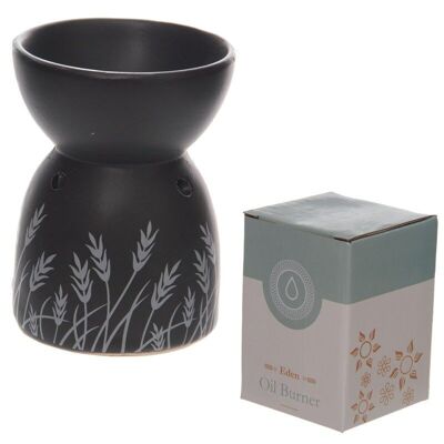 Grass Design Öl- und Wachsbrenner aus schwarzer Keramik