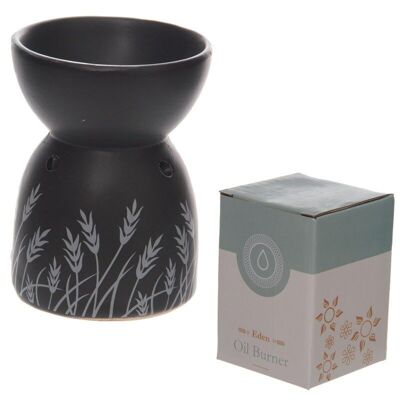 Grass Design Black Ceramic Oil and Wax Burner