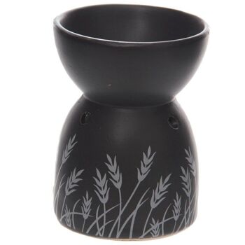 Brûleur à huile et à cire en céramique noire Grass Design 6