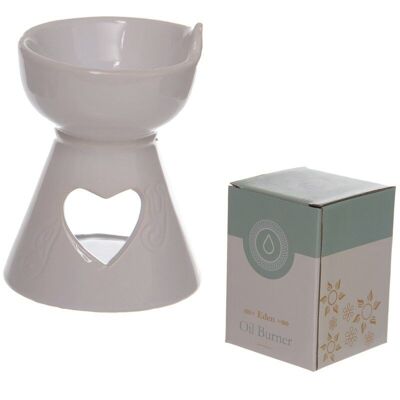 White Ceramic Heart Cutout Oil and Wax Burner