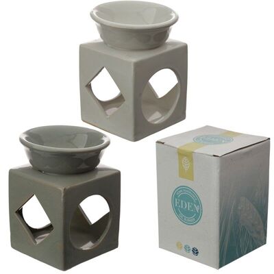 Eden Cube Ceramic Oil and Wax Burner with Geometric Cut-out