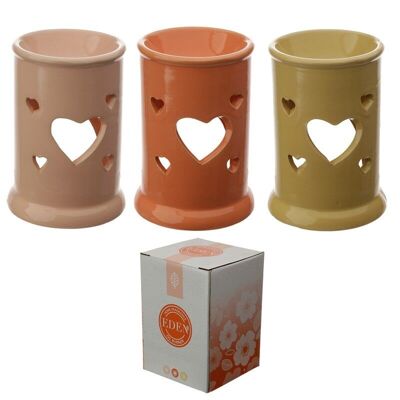 Eden Tall Ceramic Oil and Wax Burner with Heart Cut-out