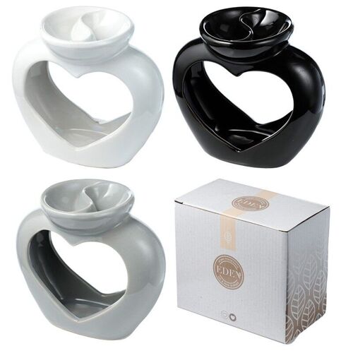 Ceramic Heart Shaped Double Dish Oil and Wax Burner