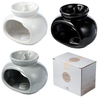 Ovaler Doppelteller-Öl- und Wachsbrenner aus Keramik