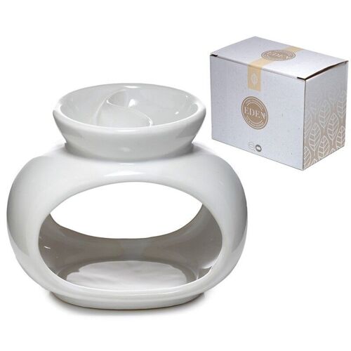 White Ceramic Oval Double Dish Oil and Wax Burner