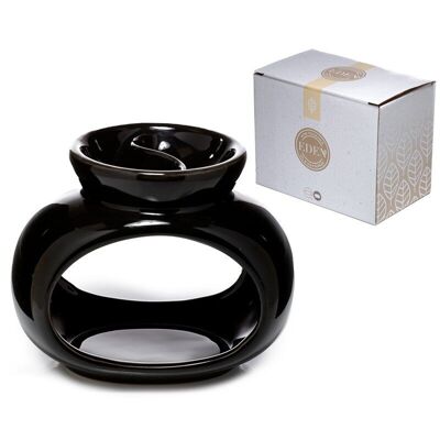 Black Ceramic Oval Double Dish Oil and Wax Burner