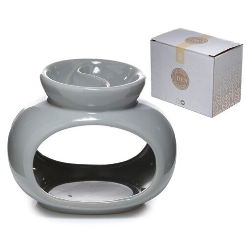 Grey Ceramic Oval Double Dish Oil and Wax Burner