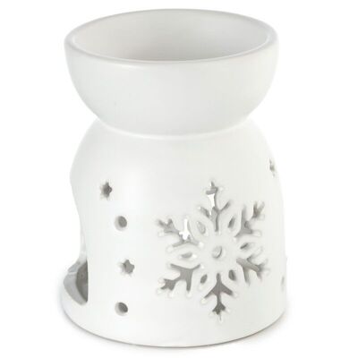 Weißer Schneeflocken-Schnitt-Keramik-Öl- und Wachsbrenner