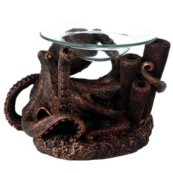 Brûleur à huile et cire en bronze Octopus avec plat en verre 6