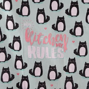 Torchon Poly Coton - Chat Feline Fine My Kitchen My Rules 3