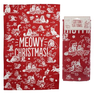 Geschirrtuch aus Poly-Baumwolle - Simon's Cat Meowy Christmas