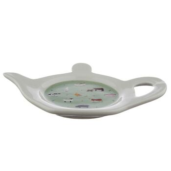 Plat/support de sachet de thé en forme de théière en porcelaine Willow Farm 2