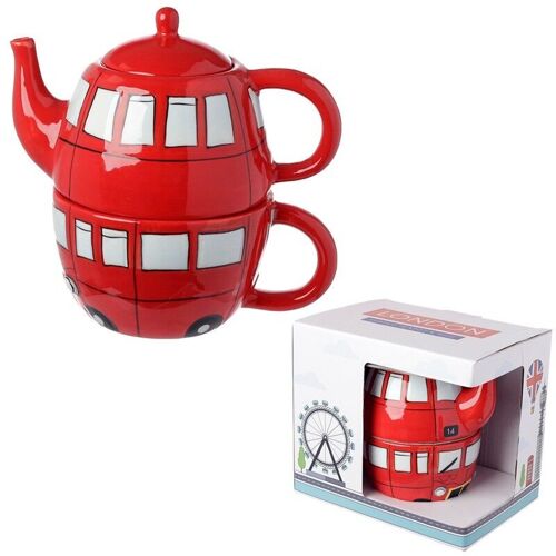 Routemaster Bus Ceramic Teapot & Cup Set for 1