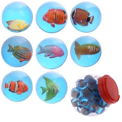 3D Tropical Fish Rubber Bouncy Ball (Plastic Tub)