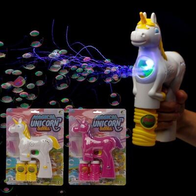 Pistolet à bulles licorne clignotant avec son