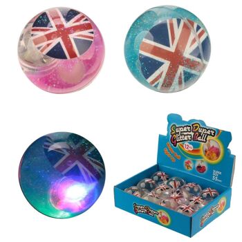 Balle gonflable clignotante à LED scintillante Union Jack 1