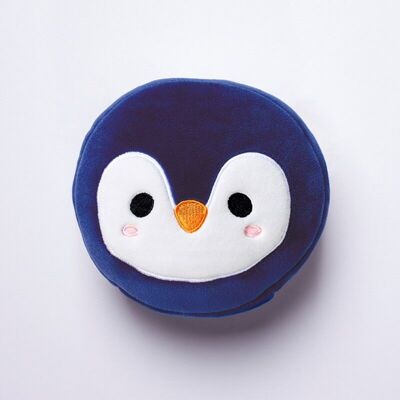 Oreiller de voyage rond en peluche et masque pour les yeux Relaxeazzz Penguin