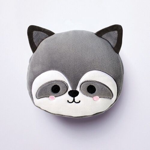Relaxeazzz Raccoon Round Plush Travel Pillow & Eye Mask