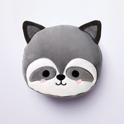 Relaxeazzz Raccoon Round Plush Travel Pillow & Eye Mask