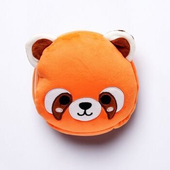 Relaxeazzz Oreiller de voyage rond en peluche Panda rouge et masque pour les yeux 1