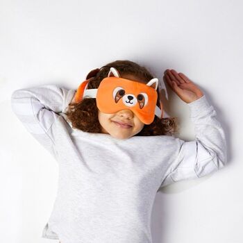 Relaxeazzz Oreiller de voyage rond en peluche Panda rouge et masque pour les yeux 2