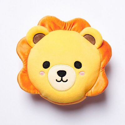 Relaxeazzz Lion rond en peluche de voyage et masque pour les yeux