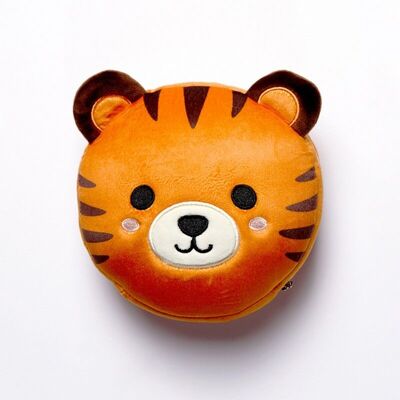 Relaxeazzz Tiger rond en peluche de voyage et masque pour les yeux