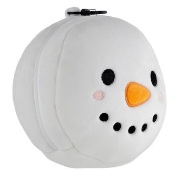 Relaxeazzz Noël Bonhomme de neige en peluche Oreiller de voyage et masque pour les yeux 4