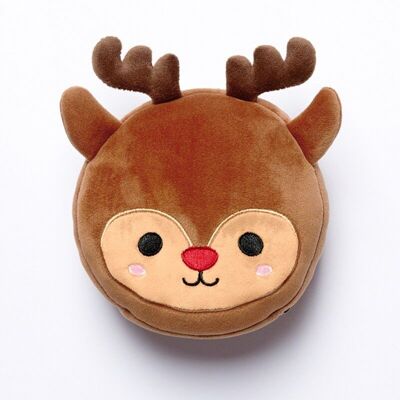 Relaxeazzz Oreiller de voyage et masque pour les yeux en peluche de renne de Noël