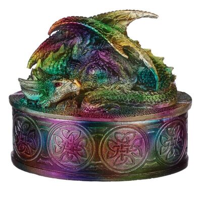 Boîte à bijoux métallique Dragon arc-en-ciel