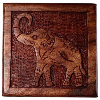 Boîte à bijoux éléphant sculpté en bois de Sheesham 3