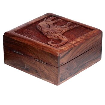 Boîte à bijoux éléphant sculpté en bois de Sheesham 4