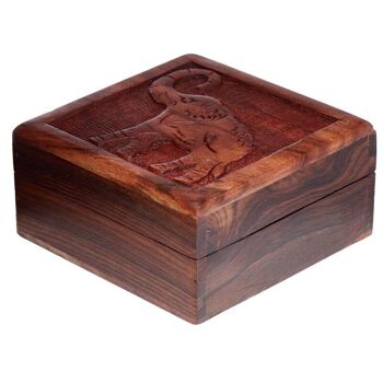 Boîte à bijoux éléphant sculpté en bois de Sheesham 5