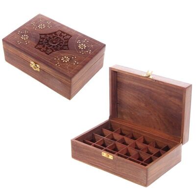 Box mit ätherischen Ölen aus Sheesham-Holz (für 24 Flaschen)