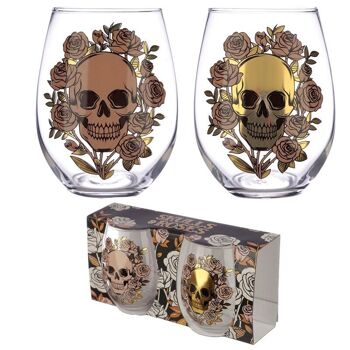 Ensemble de 2 gobelets en verre Skulls and Roses 6