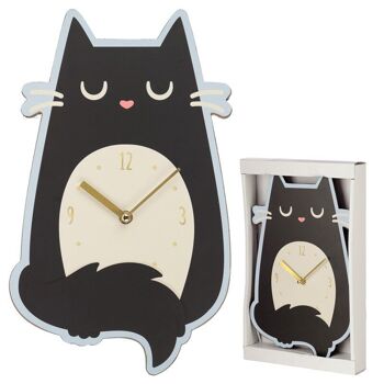 Horloge avec photo en forme de chat fin félin 1