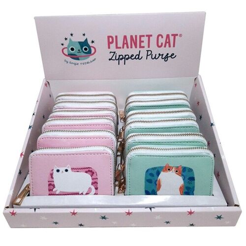 Angie Rozelaar Planet Cat Zip Around Small Wallet Purse