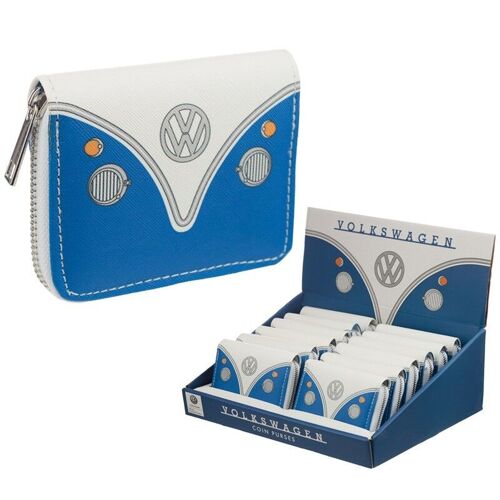 Volkswagen VW T1 Camper Bus Blue Zip ASmall Wallet Purse