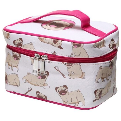 Mopps Pug Zip Around Make-up Bag with Handle