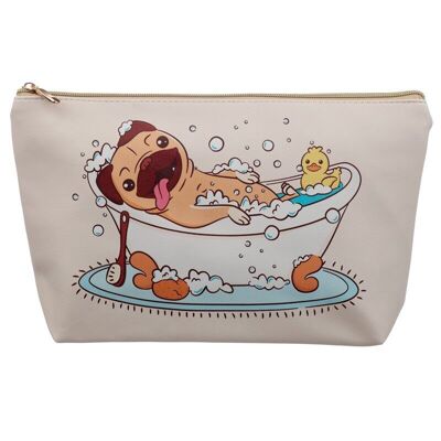 Mopps Pug Borsa da toilette per il trucco da toilette grande in PVC